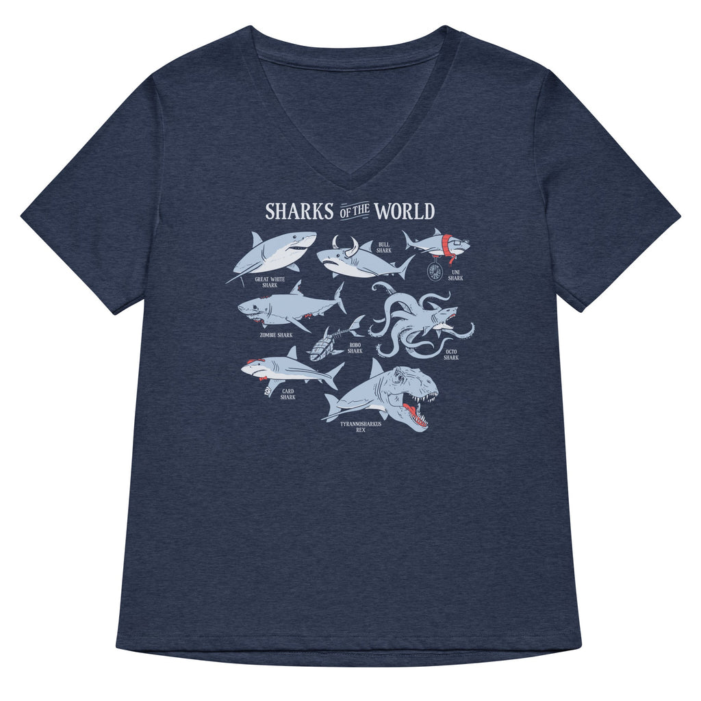 Sharks Of The World Women's V-Neck Tee product image 2
