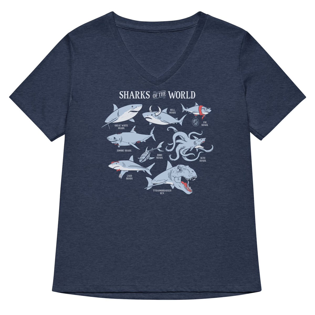Sharks Of The World Women's V-Neck Tee product image 2