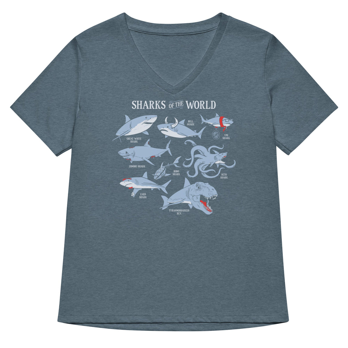 Sharks Of The World Women's V-Neck Tee product image 4