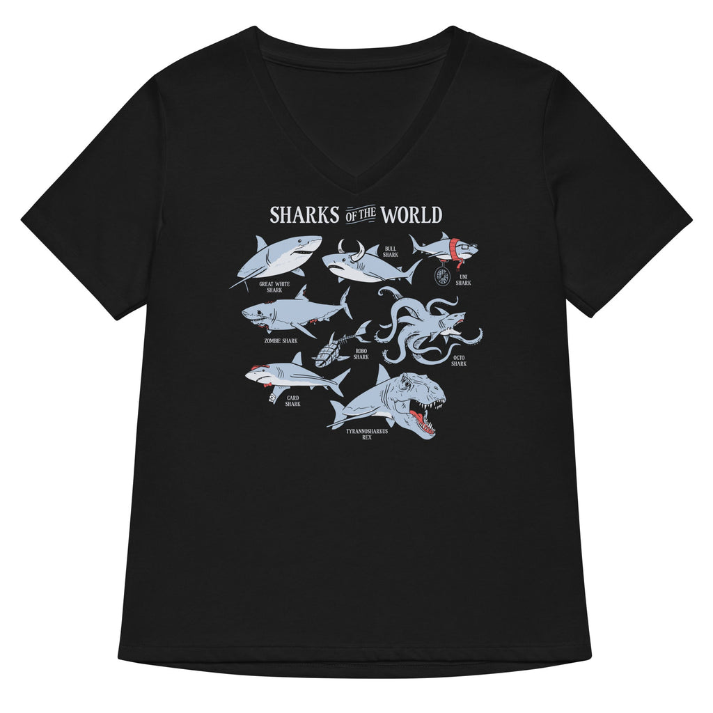 Sharks Of The World Women's V-Neck Tee product image 1
